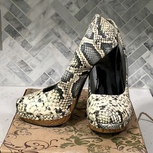 Snake skin heels worn once BKE